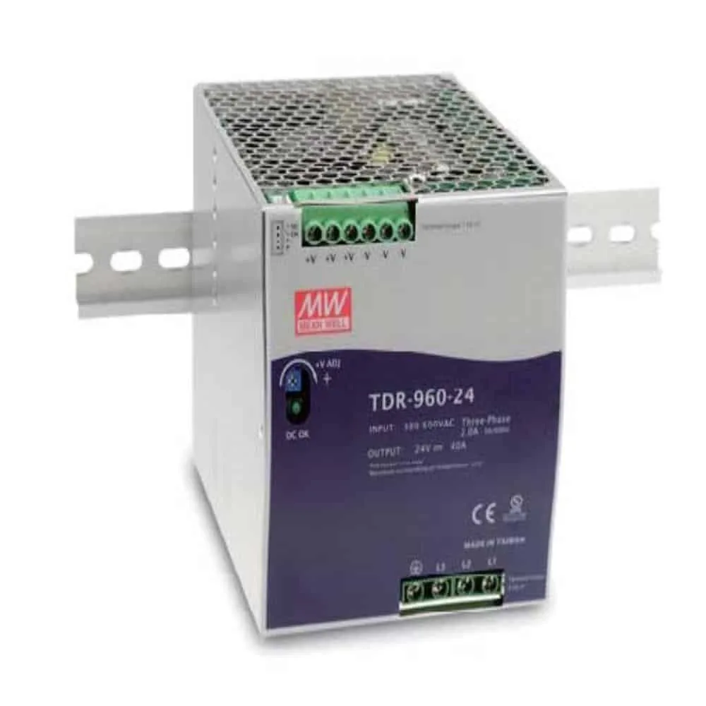 TDR-960 TDR-960-24 Mean Well Power Supply 24 VDC 40A Din Rail - Image 1