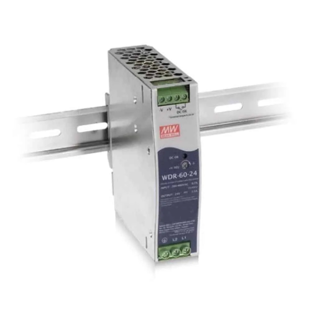 WDR-60 WDR-60-24 Mean Well Power Supply 24 VDC 2.5A Din Rail - Image 1